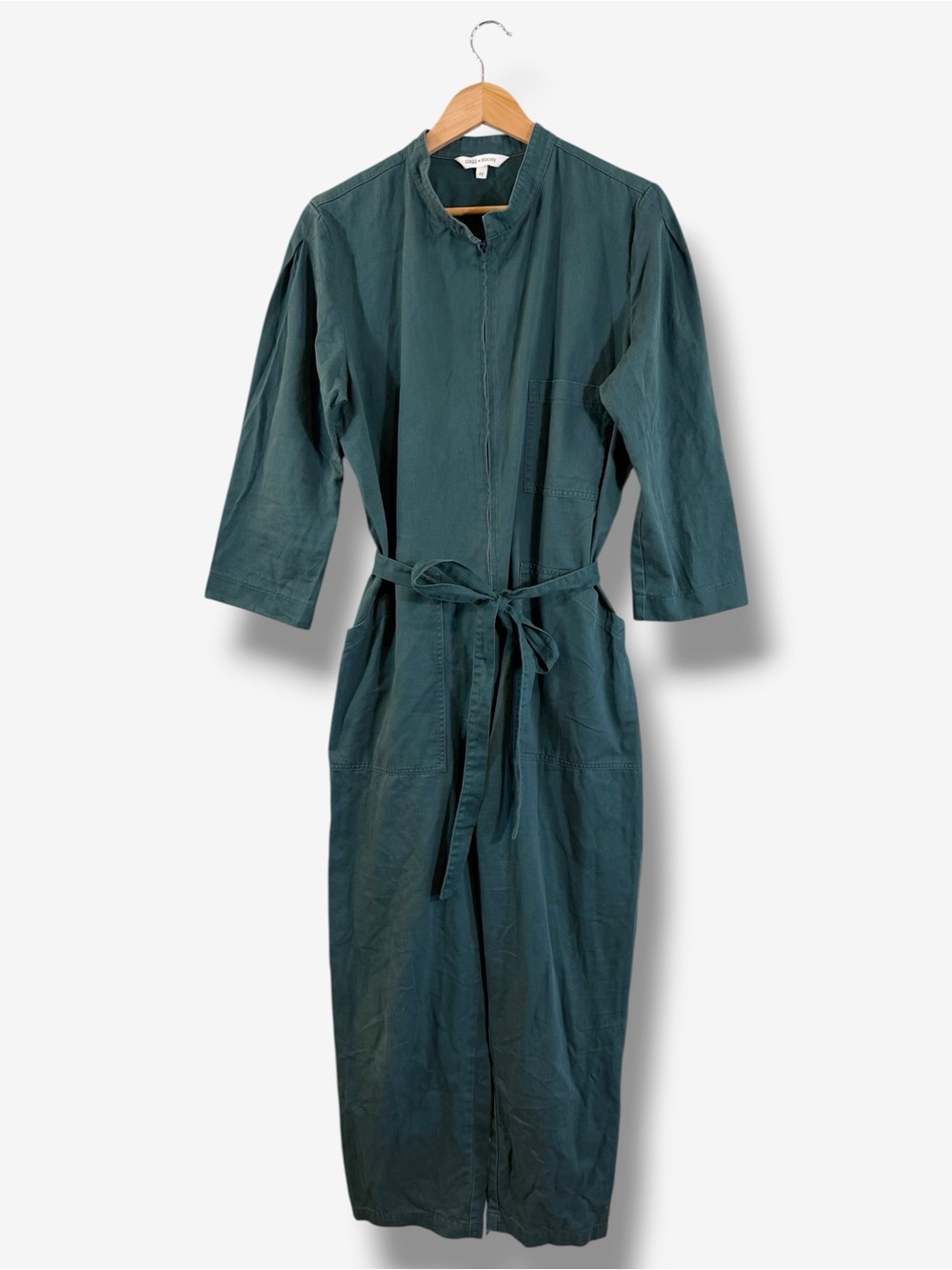 Dagg & Stacey Finch Boiler Jumpsuit Size 12 Green Belted Gorpcore Utility Casual